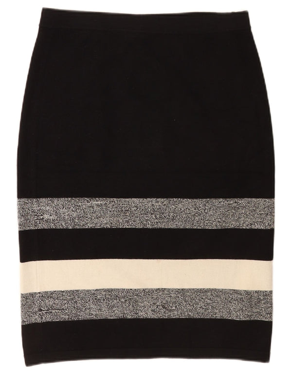 Phase Eight Womens Knit Pencil Skirt UK 12 Medium W28 Black Striped Viscose