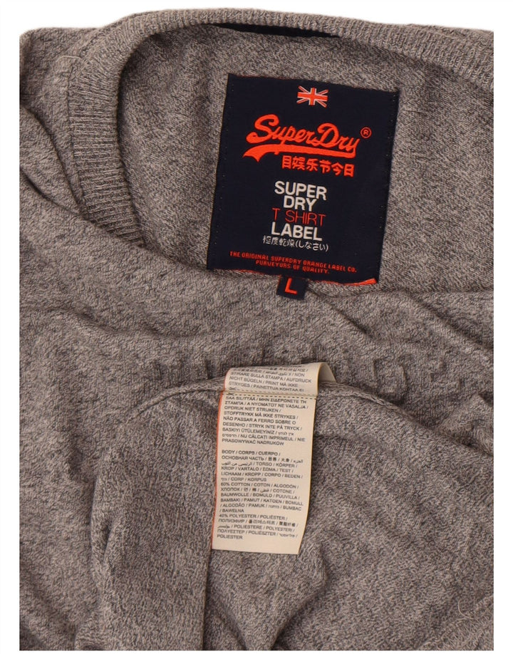 Superdry Top gráfico de manga larga de algodón gris grande para hombre