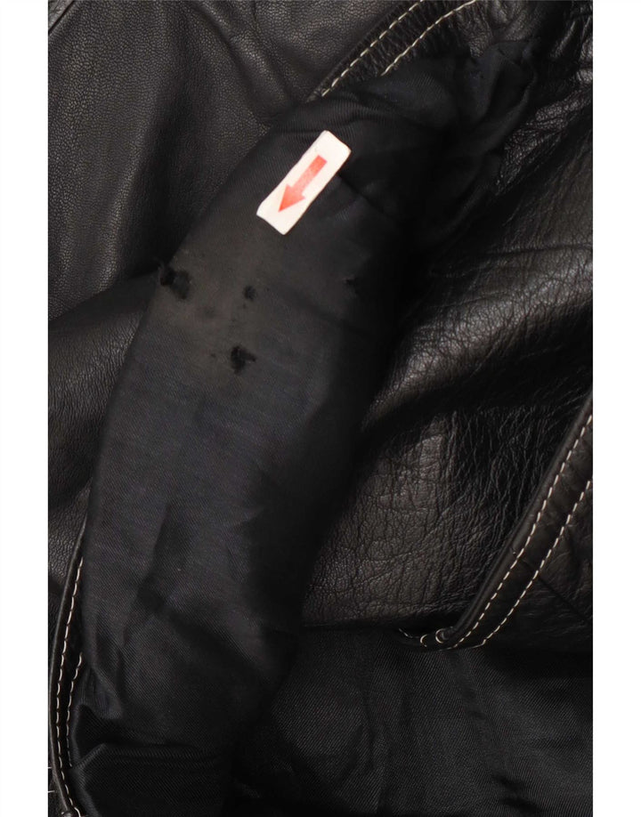 Chaqueta de cuero motociclista vintage para mujer IT 48 XL Negro