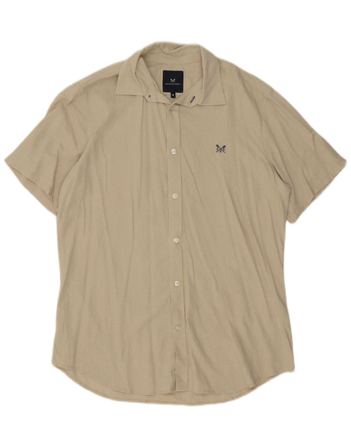 Crew Clothing Camisa Hombre Lino Beige Medio