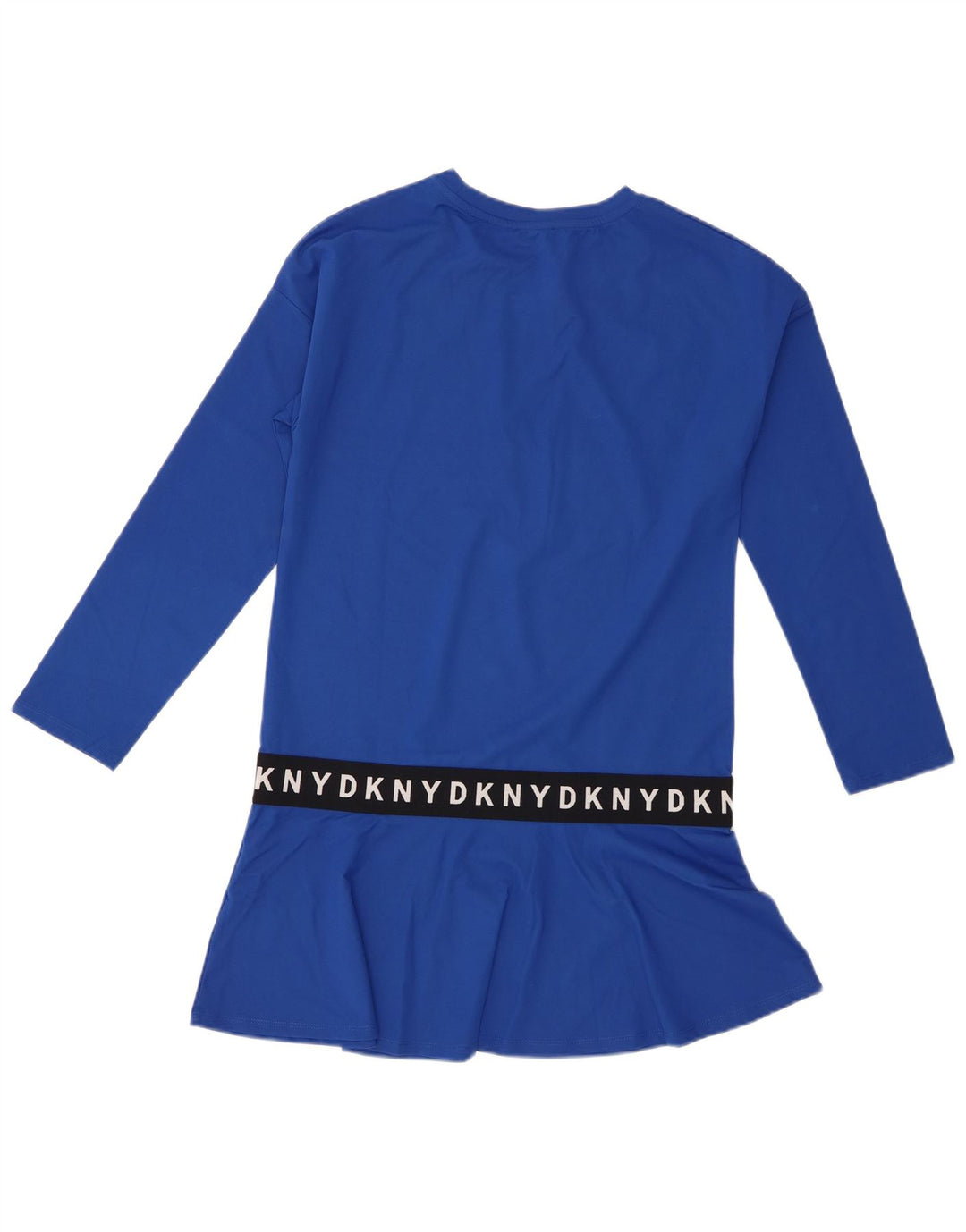 Dkny Top tipo túnica de manga larga con gráfico para mujer UK 44 Viscosa azul medio