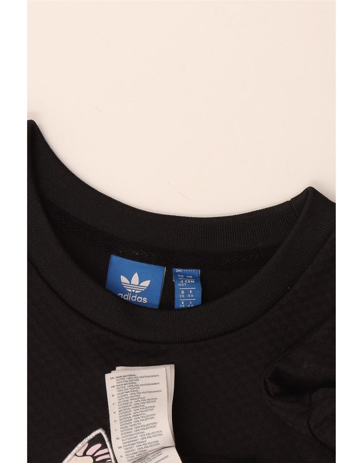 Adidas Sudadera gráfica para mujer Jumper UK 12 Mediano Negro Poliéster