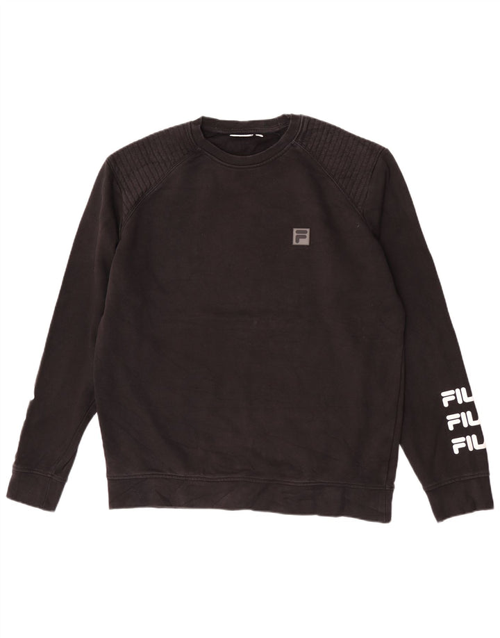 Fila Hombre Graphic Regular Fit Sudadera Jumper Grande Algodón Negro