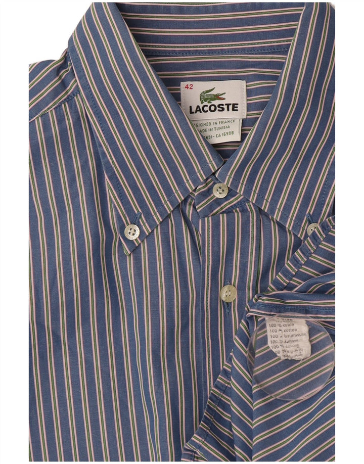 Camisa LACOSTE para hombre talla 42 Algodón de rayas azules grandes