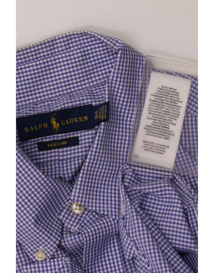 Ralph Lauren Camisa para hombre Talla 16 1/2 Grande Algodón a cuadros azul