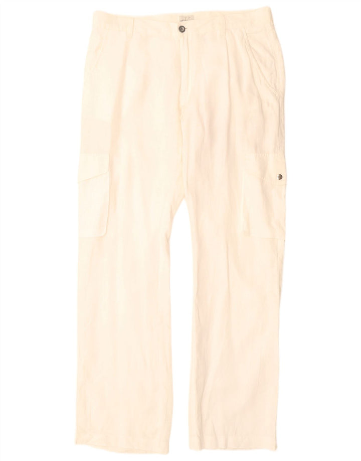 Pantalones cargo rectos Calvin Klein para hombre W33 L34 Lino blanco