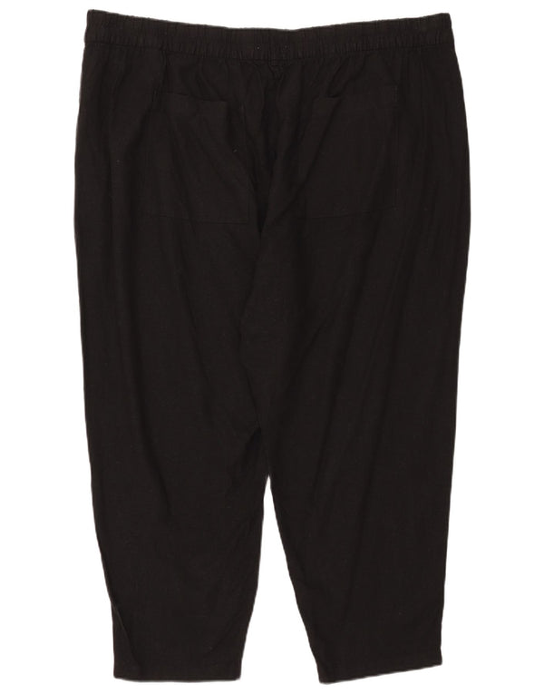 Marks & Spencer Pantalones Capri para Mujer UK 24 4XL W42 L25 Lino Negro