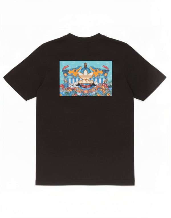 Adidas - Camiseta gráfica para hombre, talla pequeña, algodón negro