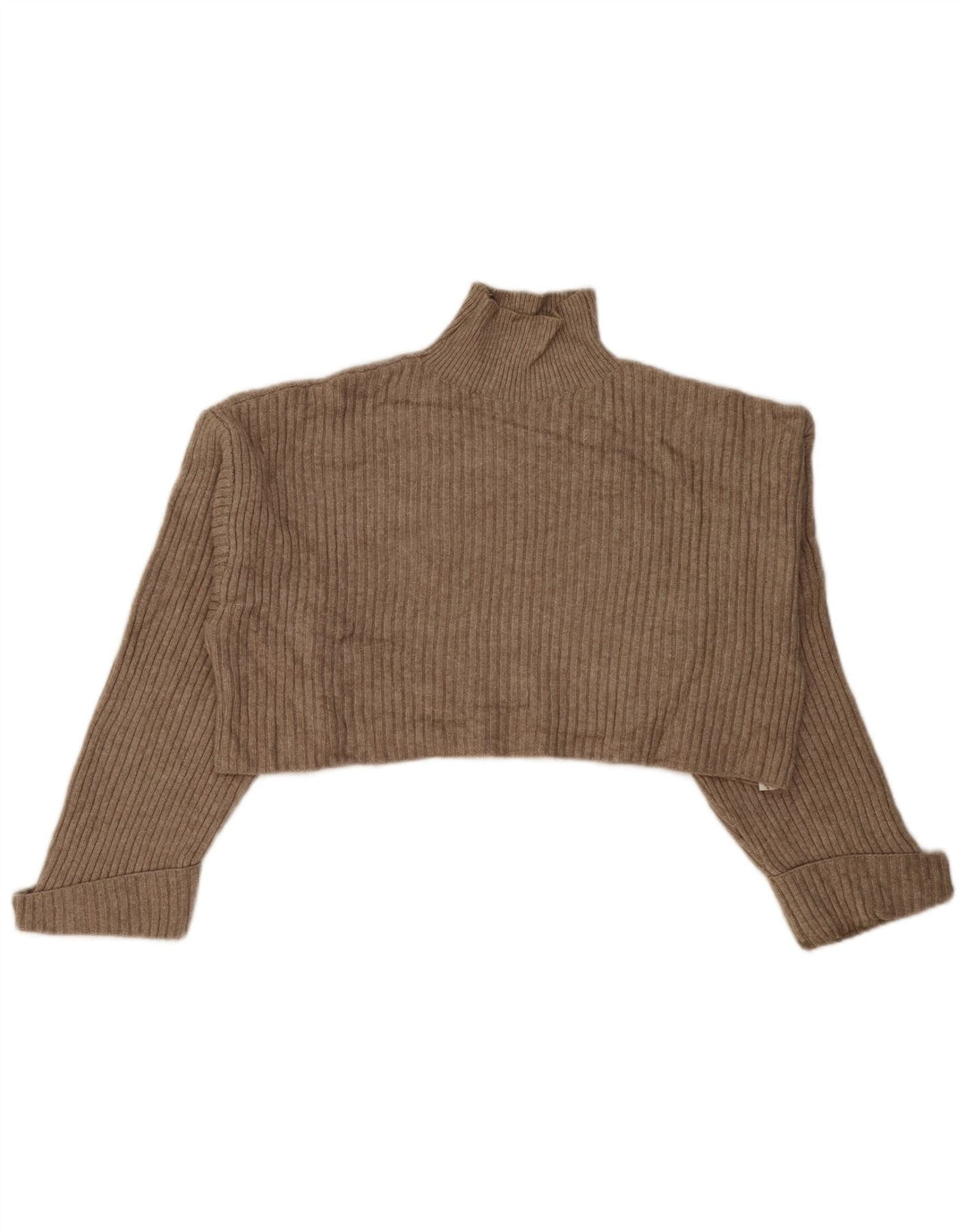 Zara Mujer Crop Oversize Cuello Alto Jersey Jersey UK 40 Medio Beige