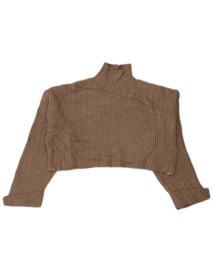 Zara Mujer Crop Oversize Cuello Alto Jersey Jersey UK 40 Medio Beige