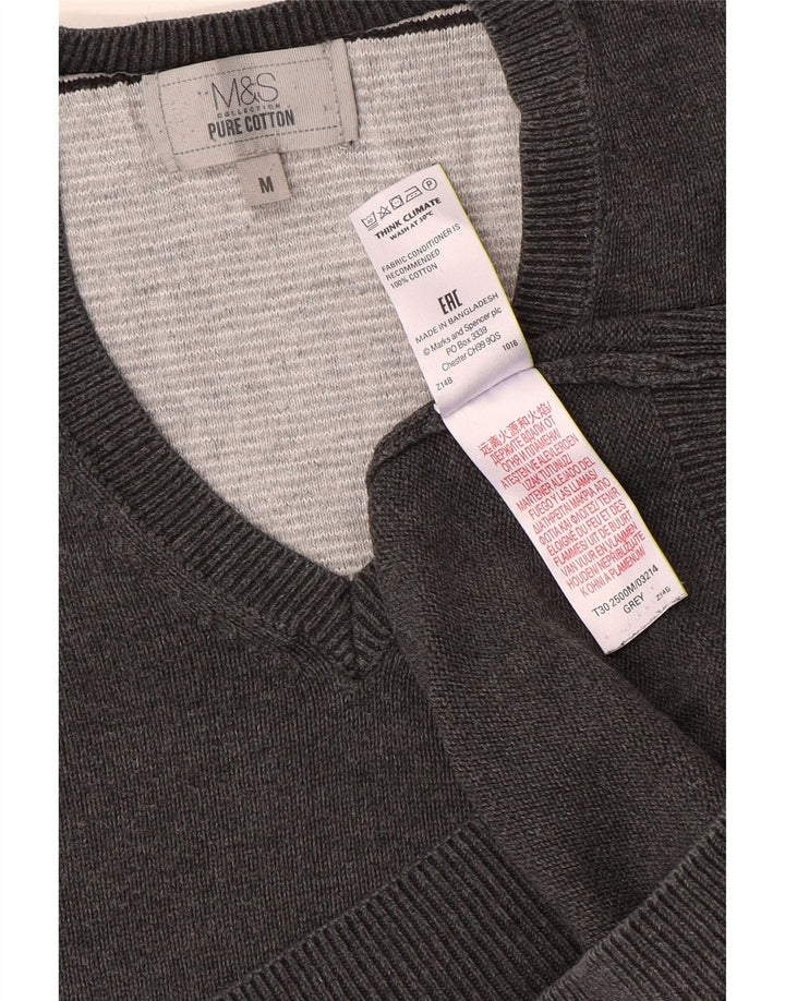 Marks & Spencer Jersey con cuello en V para hombre de algodón gris medio