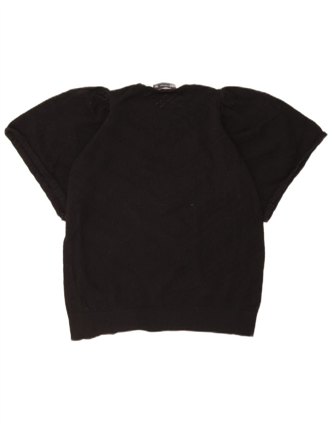Marks & Spencer Suéter de cuello redondo para mujer UK 10 Small Black Geométrico