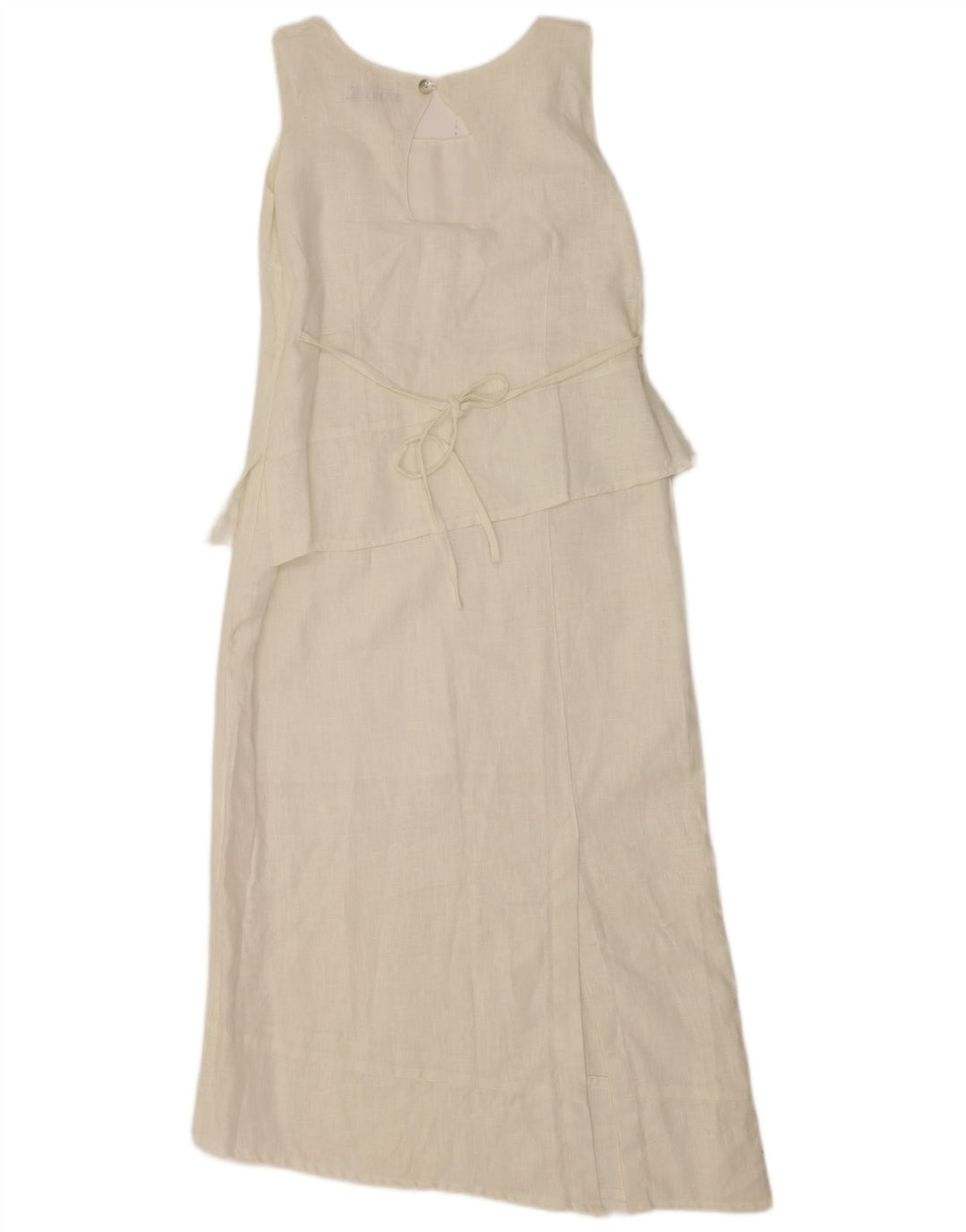 Vestido asimétrico vintage sin mangas para mujer IT 44 Lino blanco medio
