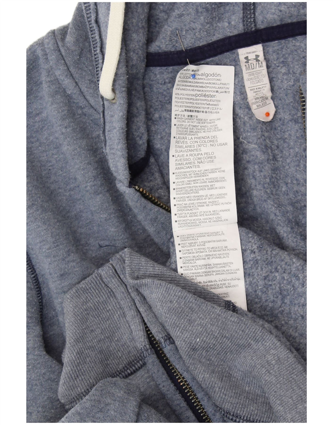 UNDER ARMOUR Suéter con capucha y cremallera gráfica para hombre Algodón azul medio