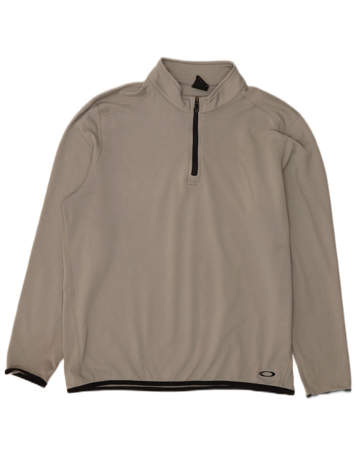 Oakley Hombre Regular Fit Zip Neck Jersey Chándal Top XL Poliéster Gris
