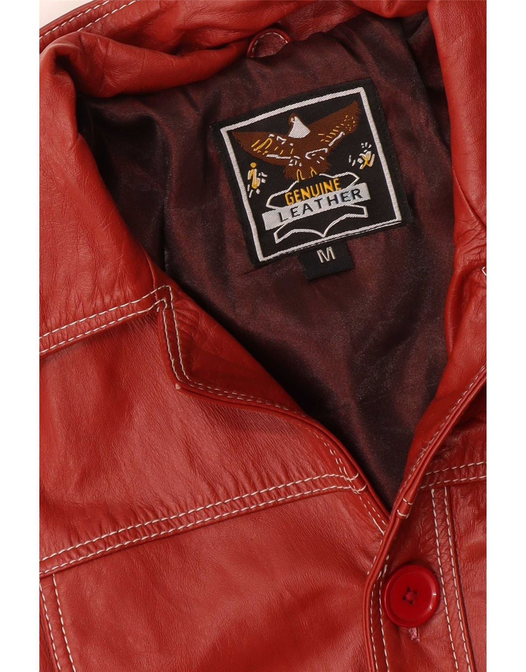 Vintage mujer chaqueta de cuero Reino Unido 38 rojo medio