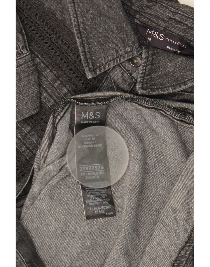 Marks & Spencer Camisa vaquera para mujer UK 40 Mediana Algodón a rayas negras