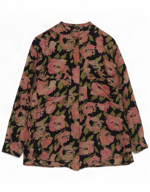 Blusa camisera extragrande vintage para mujer UK 40 XL Multicolor floral