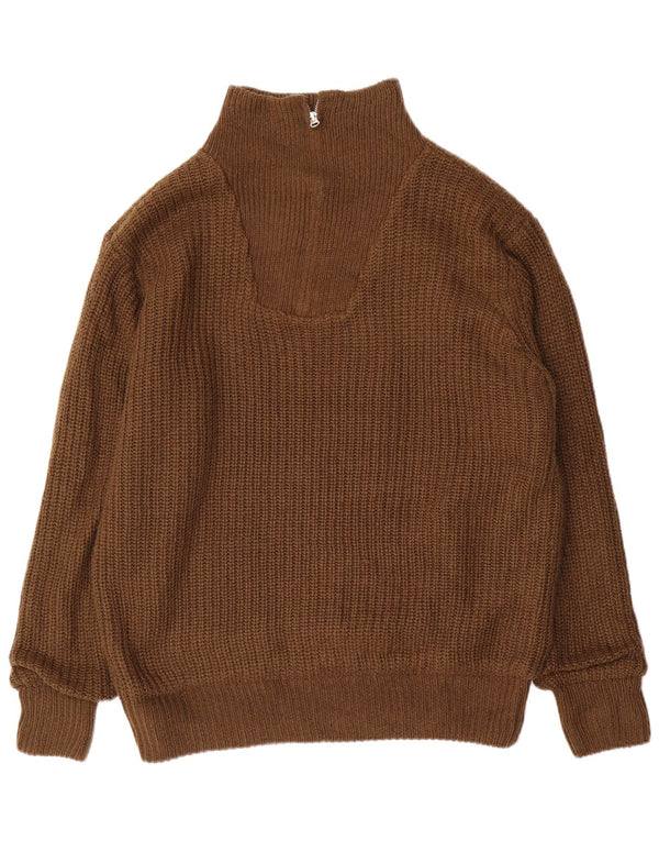 VINTAGE Jersey de cuello con cremallera para hombre IT 52/54 Poliacrílico marrón grande