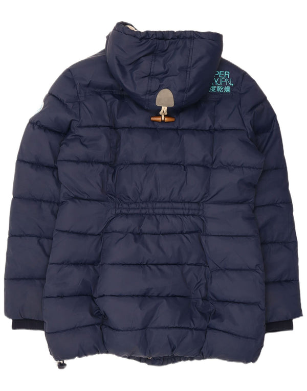 Superdry Womens Hooded Sherpa Padded Jacket UK 18 XL Navy Blue Polyester