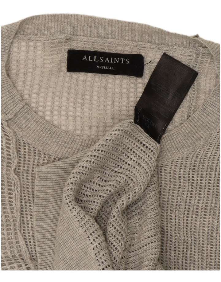 ALL SAINTS Jersey transparente con cuello redondo para hombre XS Algodón gris