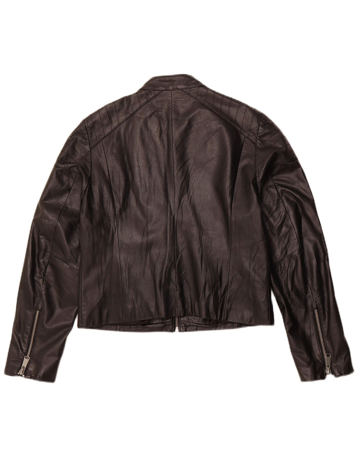 H&M Chaqueta corta de cuero para mujer UK 46 Cuero negro grande
