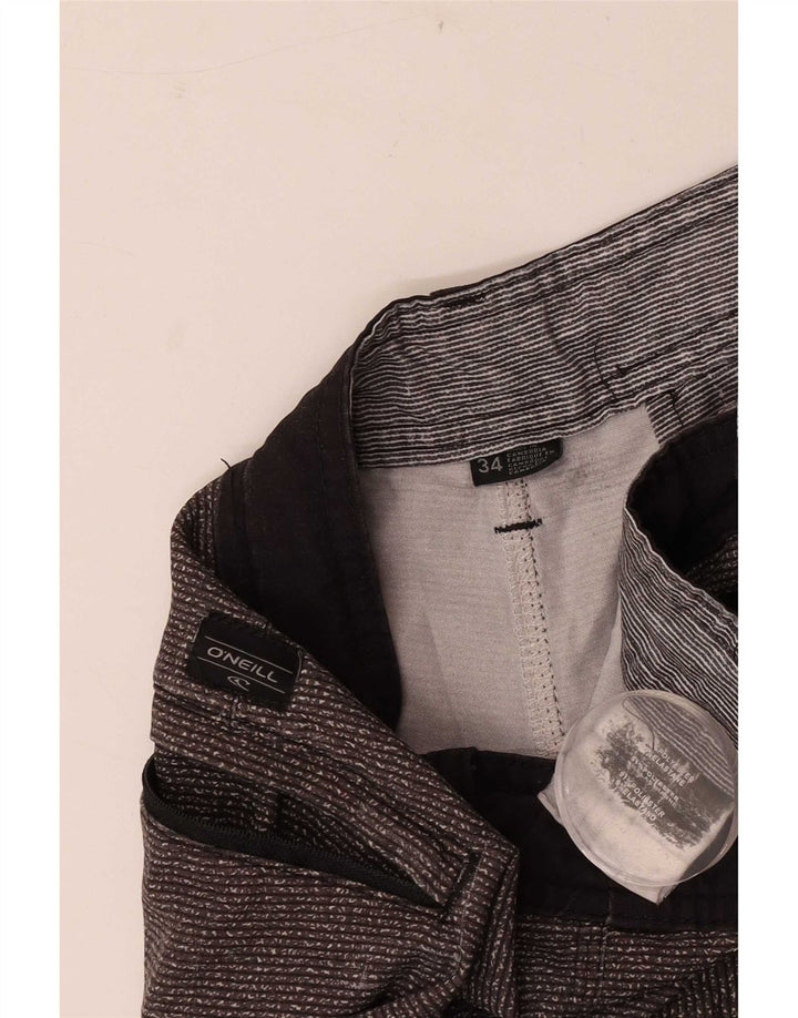 O'Neill Pantalones cortos chinos para hombre W34 Poliéster a rayas grises grandes
