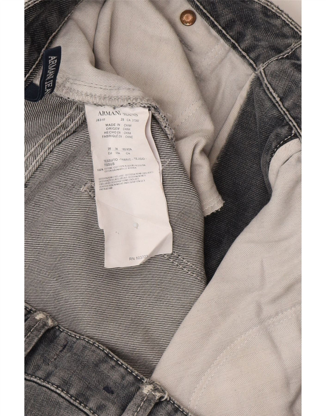 Armani Mens Slim Jeans W36 L32 Algodón Gris