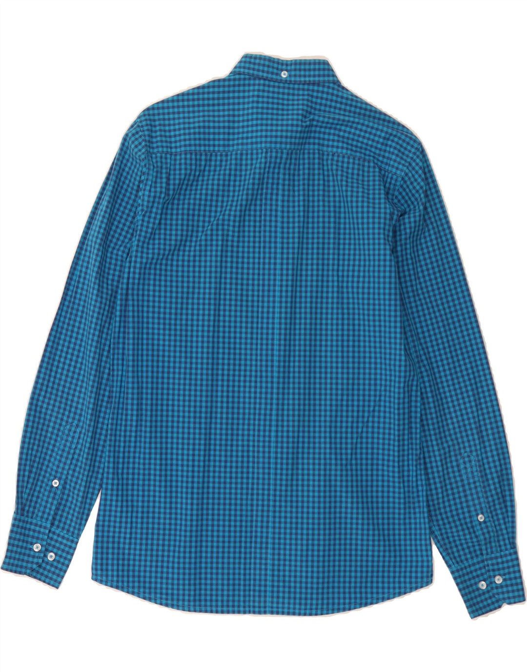 VINTAGE Mens Shirt Medium Blue Gingham Cotton Vintage Vintage and Second-Hand Vintage from Messina Hembry 