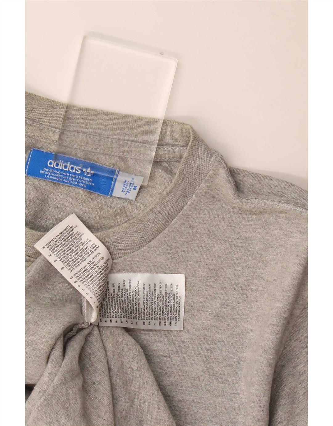 Adidas Hombre Camiseta Gráfica Top Algodón Gris Medio