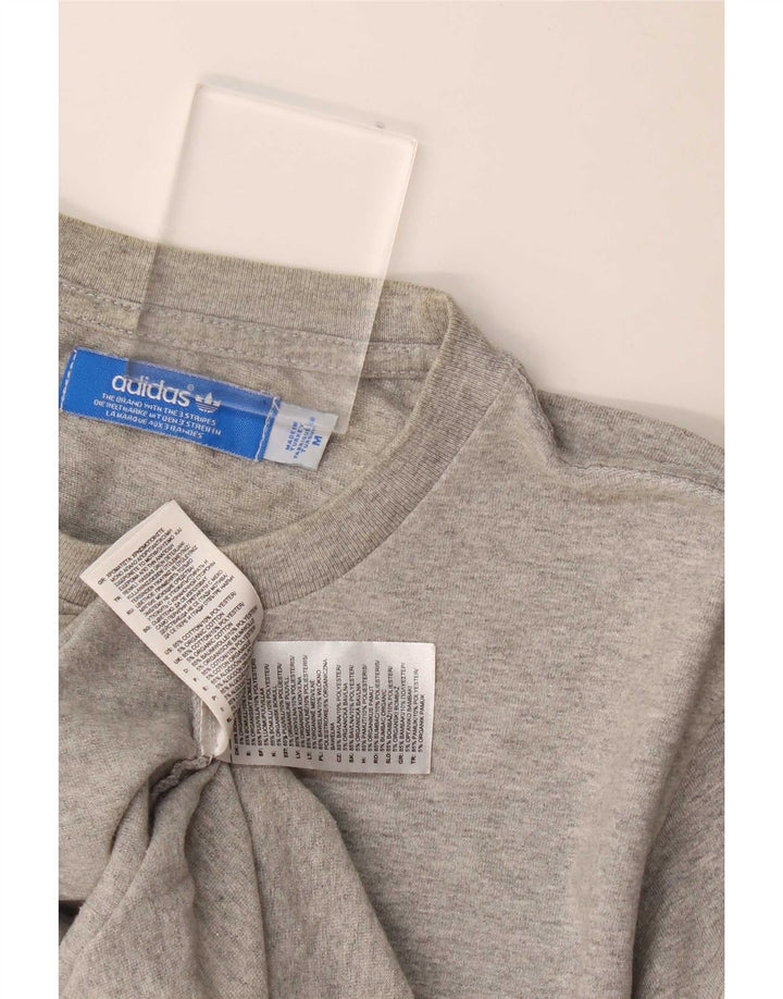 Adidas Hombre Camiseta Gráfica Top Algodón Gris Medio