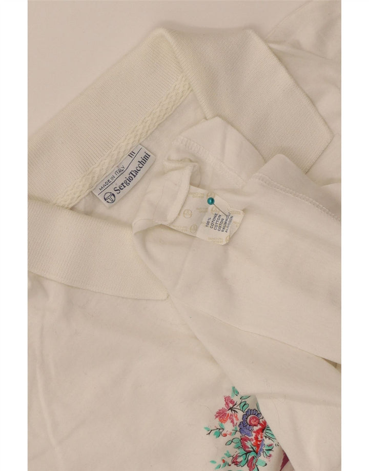 Polo Mujer Sergio Tacchini IT 44 Algodón Rayas Blanco Mediano