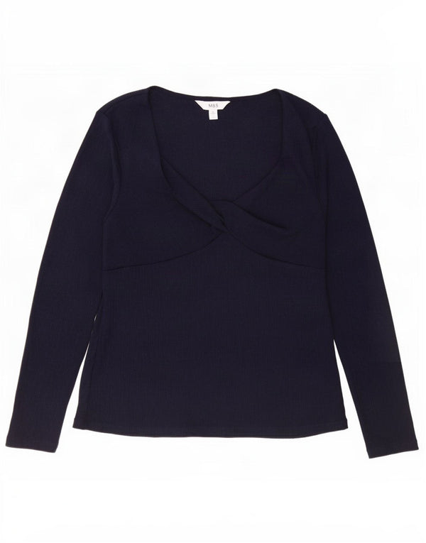 Marks & Spencer Blusa de manga larga para mujer UK 46 Large Azul marino