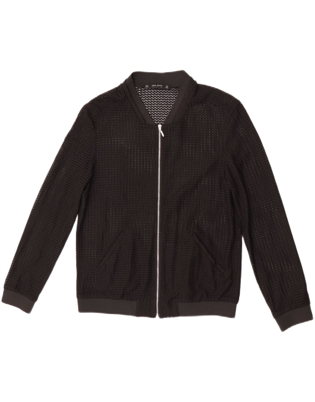 Zara - Chaqueta bomber transparente para mujer, talla 40, talla mediana, color negro