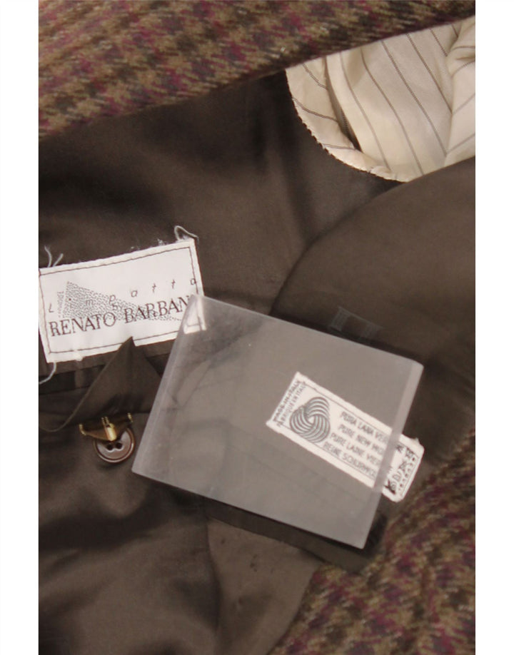 RENATO BARBANO Chaqueta tipo blazer de 2 botones para hombre UK 40 Large Brown Check