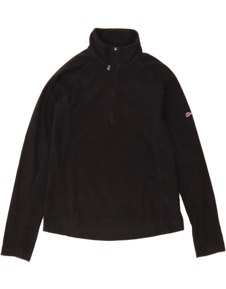 BERGHAUS Womens Zip Neck Fleece Jumper UK 12 Medium  Black Polyester Vintage Berghaus and Second-Hand Berghaus from Messina Hembry 