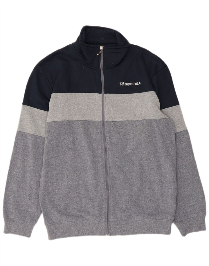 Superga - Chaqueta de chándal para hombre, talla grande, algodón gris color block