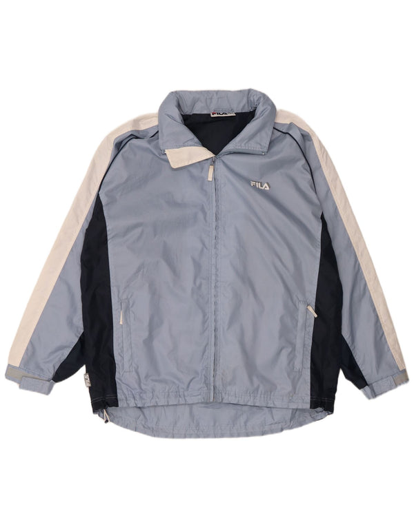 Fila Chaqueta cortavientos con capucha para hombre UK 40 Large Azul Colorblock Nylon