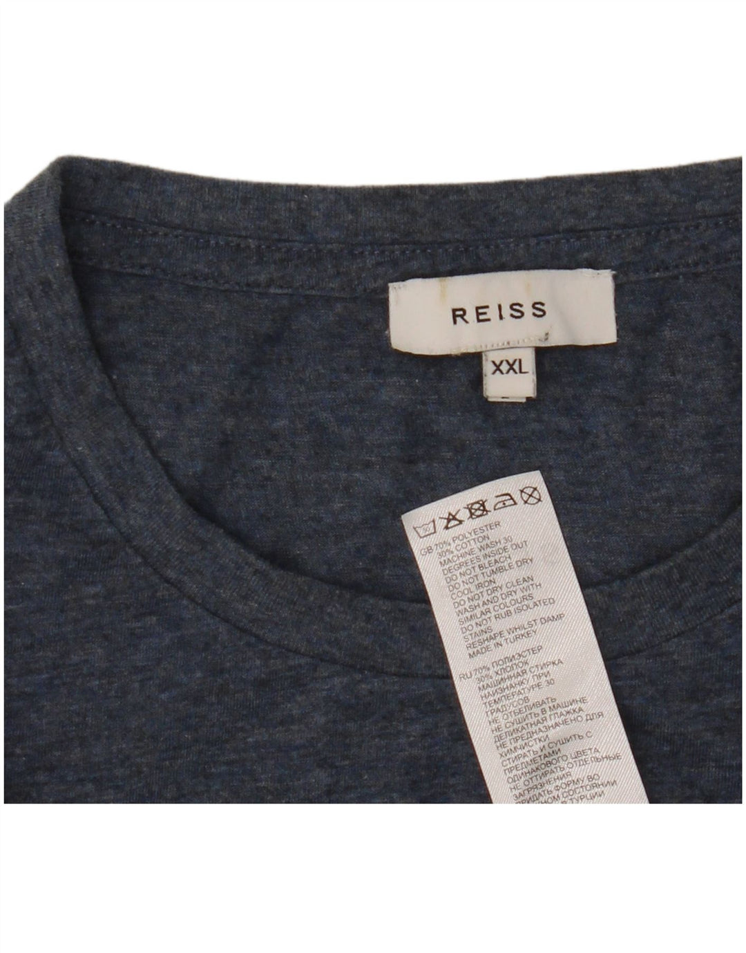 Camiseta Reiss para hombre Top 2XL Poliéster moteado azul marino