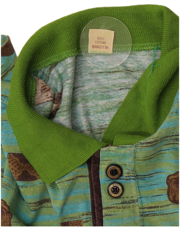 Polo vintage para hombre IT 48 Algodón geométrico verde medio