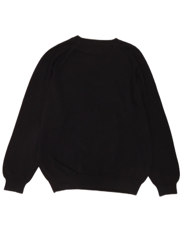 Benetton Jersey De Cuello Redondo Para Hombre Large Negro Algodón