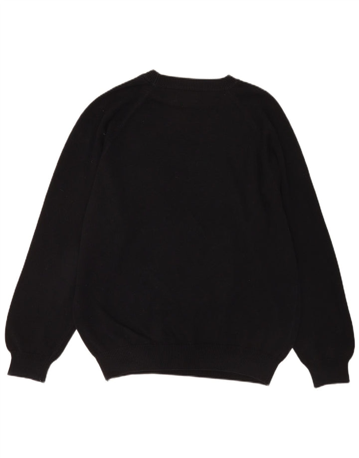 Benetton Jersey De Cuello Redondo Para Hombre Large Negro Algodón