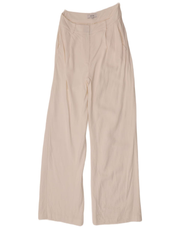 Reiss Pantalones casuales de pierna ancha para mujer UK 10 Small W28 L33 Blanco