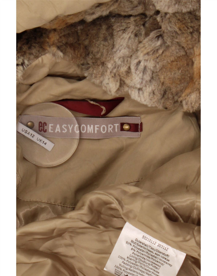 Abrigo acolchado con capucha para mujer Easy Comfort UK 44 Poliéster beige grande