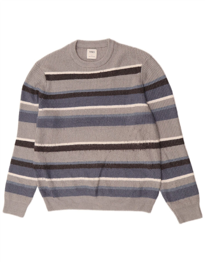 Marks & Spencer - Jersey de cuello redondo para hombre, talla grande, multicolor, a rayas