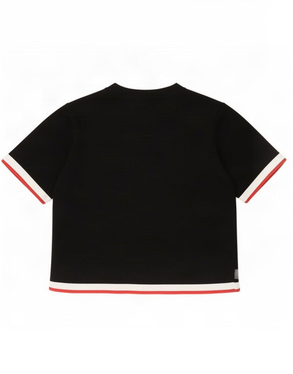 Zara Mujer Camiseta Corta Top UK 40 Small Viscosa Color Block Negro