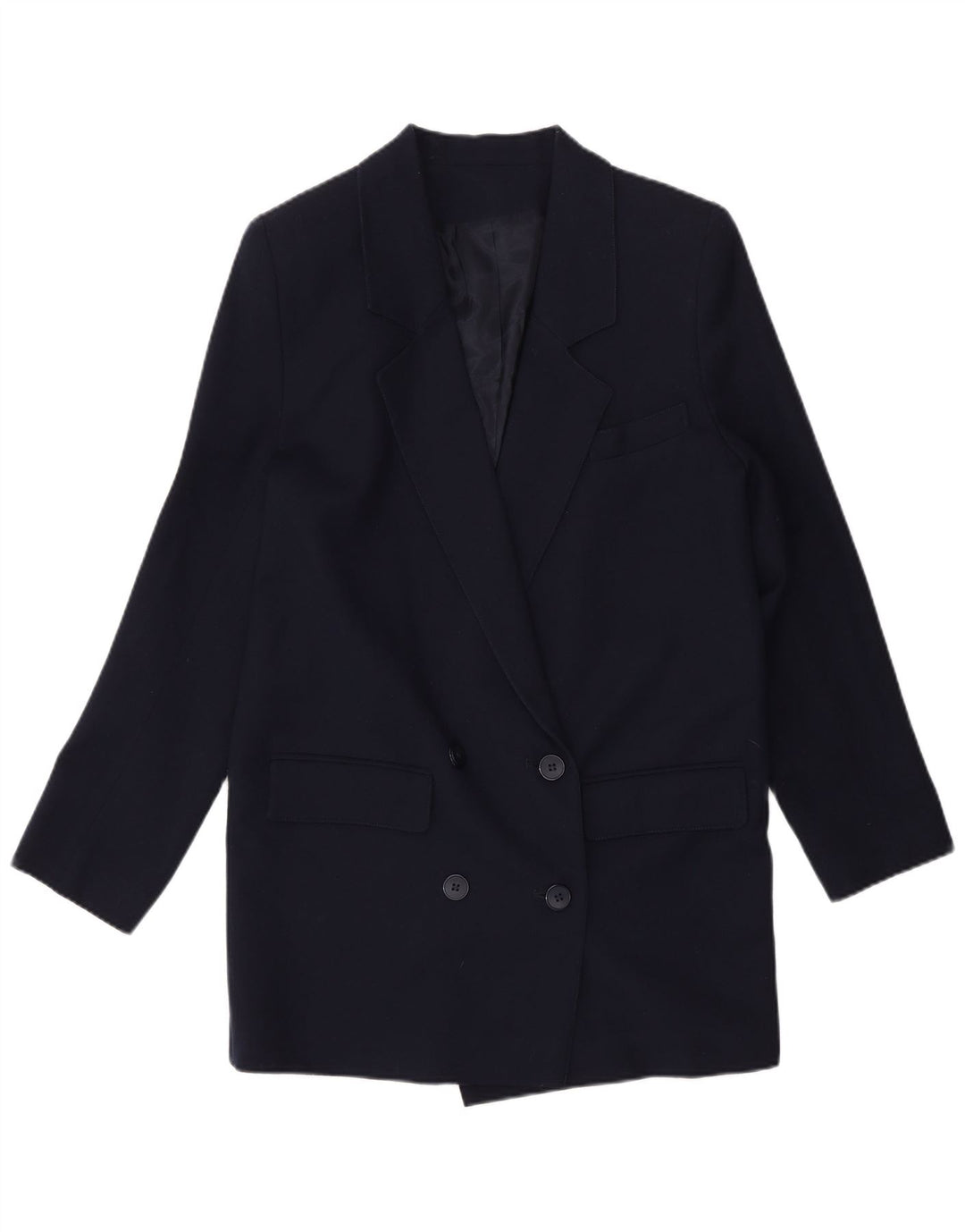 Vintage mujer doble pecho Blazer chaqueta Reino Unido 10 pequeño azul marino