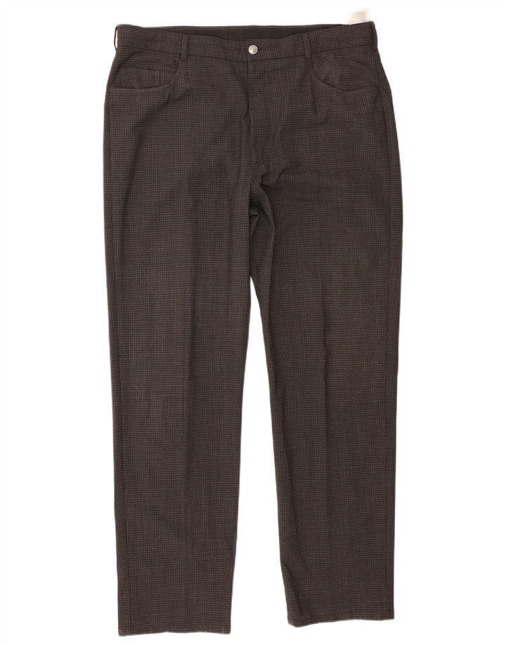 Marks & Spencer Pantalones informales rectos para hombre W38 L31 Poliéster a cuadros grises