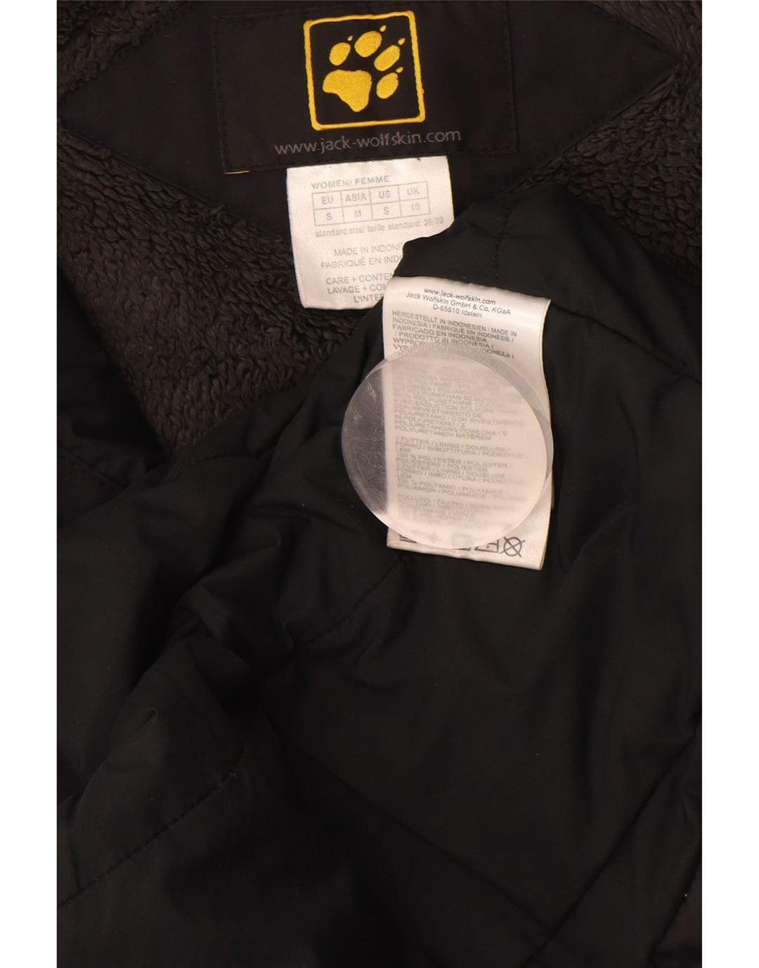 JACK WOLFSKIN Abrigo cortavientos con capucha para mujer UK 10 Small Black Polyamide