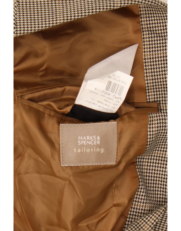 Marks & Spencer Chaqueta tipo blazer de 2 botones para hombre UK 40 Marrón medio Pata de gallo